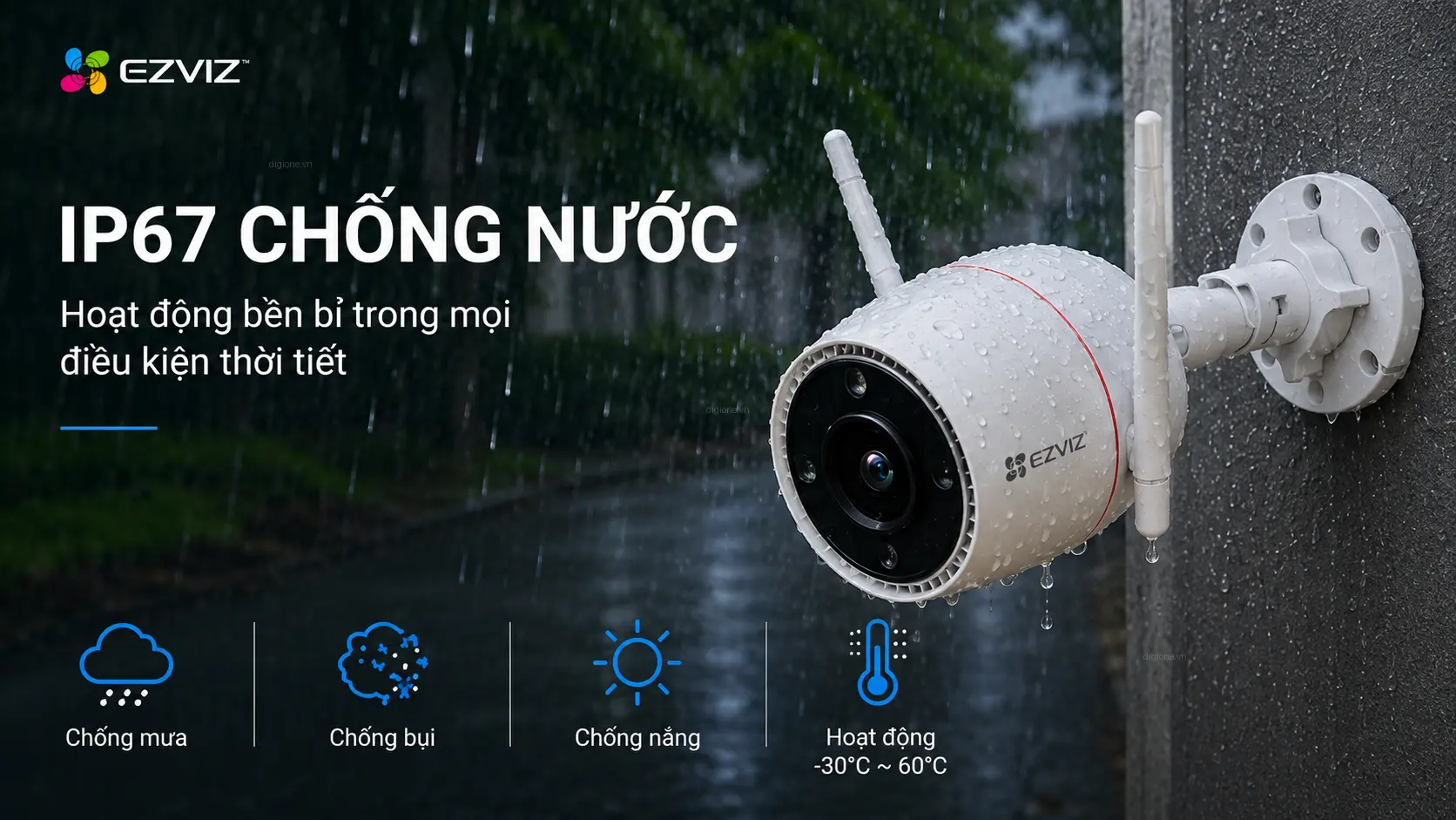 Camera Ezviz H3c 3K 5MP chuẩn chống nước IP67 hoạt động bền bỉ ngo&agrave;i trời
