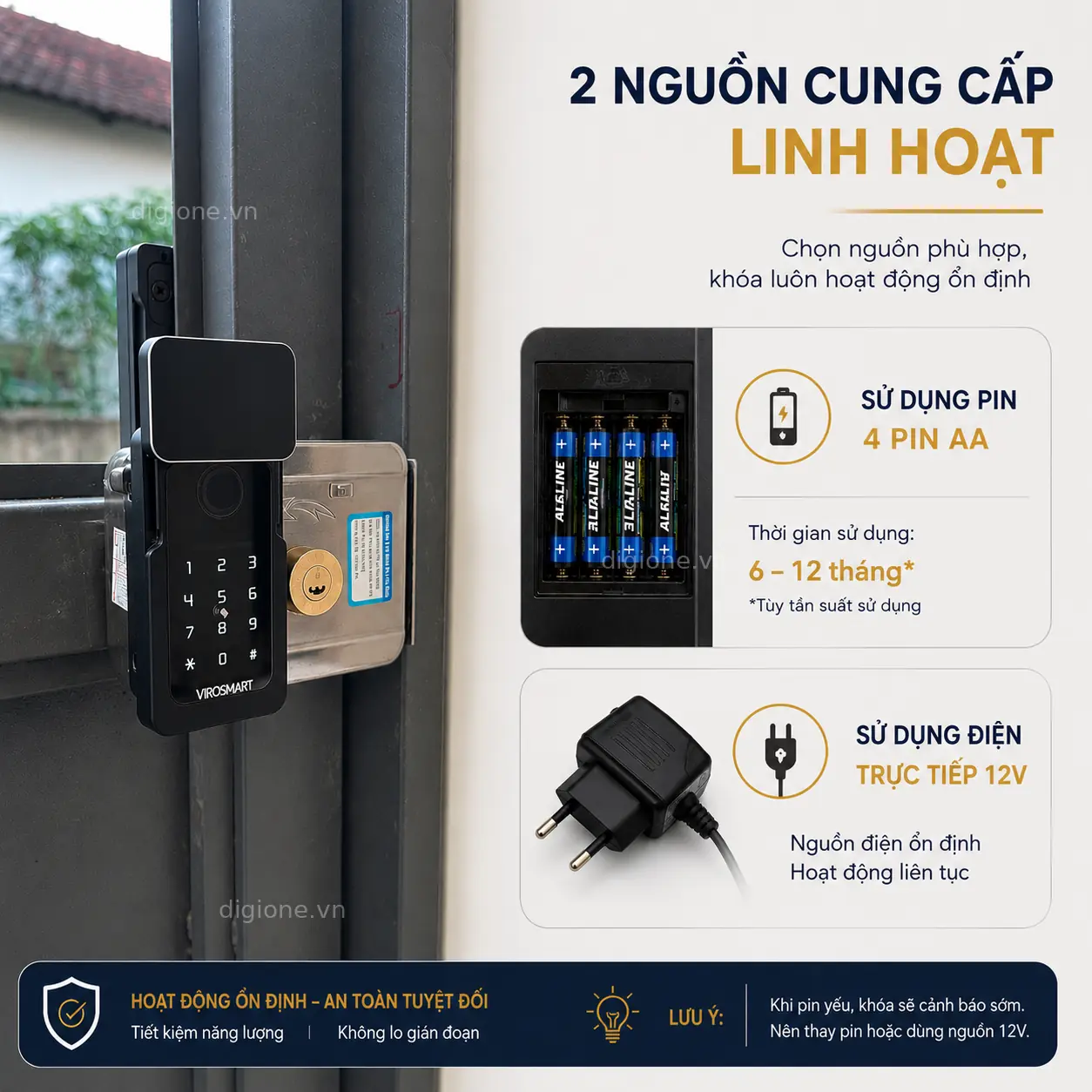 Khoá Cửa Cổng Vân Tay 2 Mặt Viro VR-1200DB