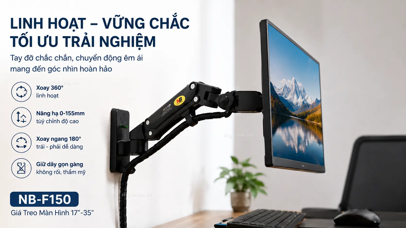 Gi&aacute; treo m&agrave;n h&igrave;nh NB-F150 linh hoạt vững chắc cho m&agrave;n h&igrave;nh 17 đến 35 inch