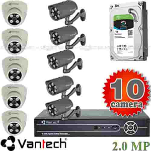Bộ 10 Mắt Camera VANTECH 2.0mp