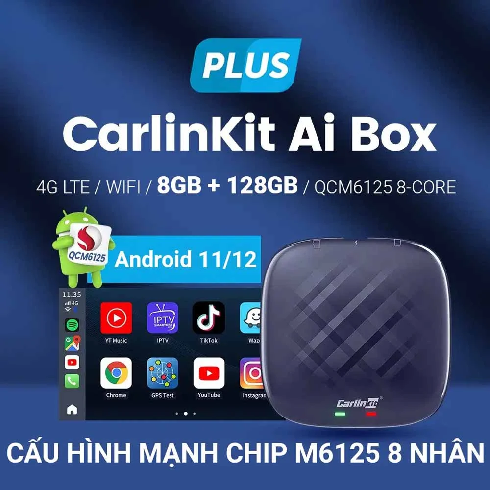 Android Box Carlinkit Tbox Plus QCM6125 Ram 8GB/128GB Chính Hãng