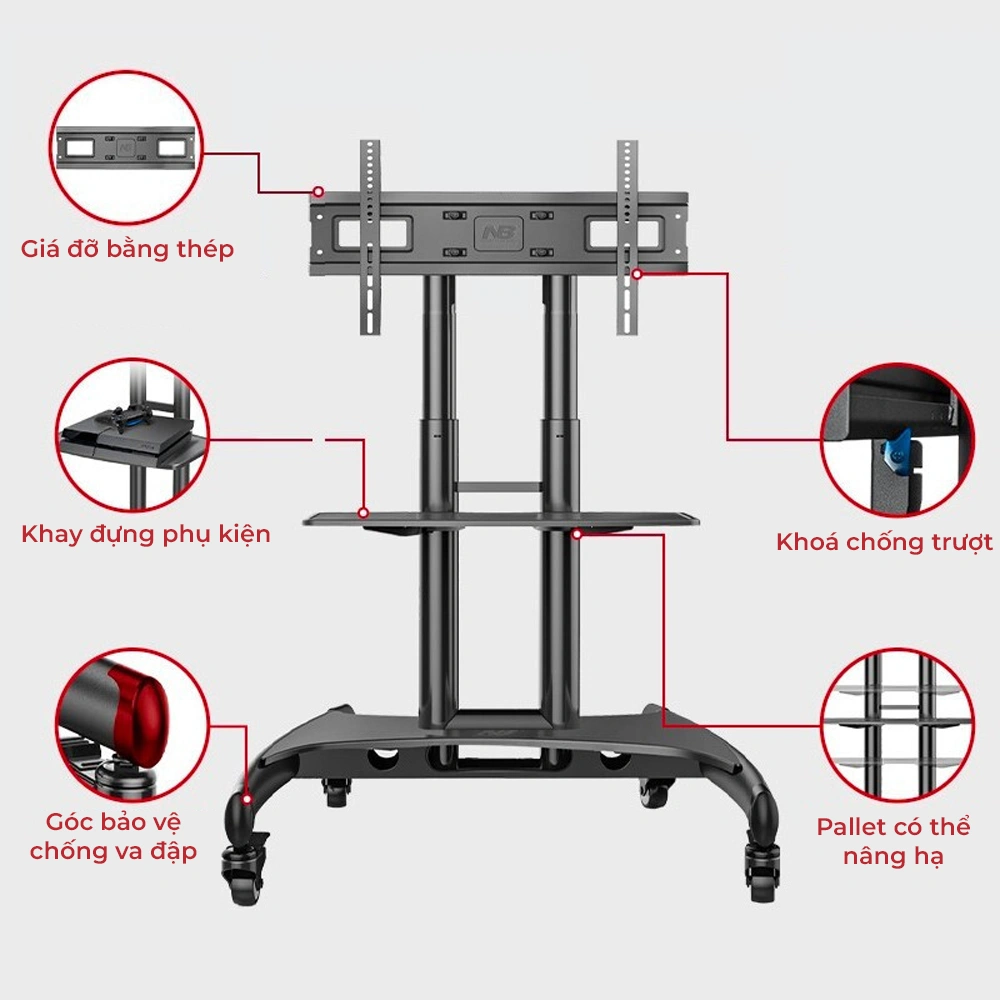 Giá treo tivi di động NB AVA1500-60-1P - Bản cao cấp nhất 2024
