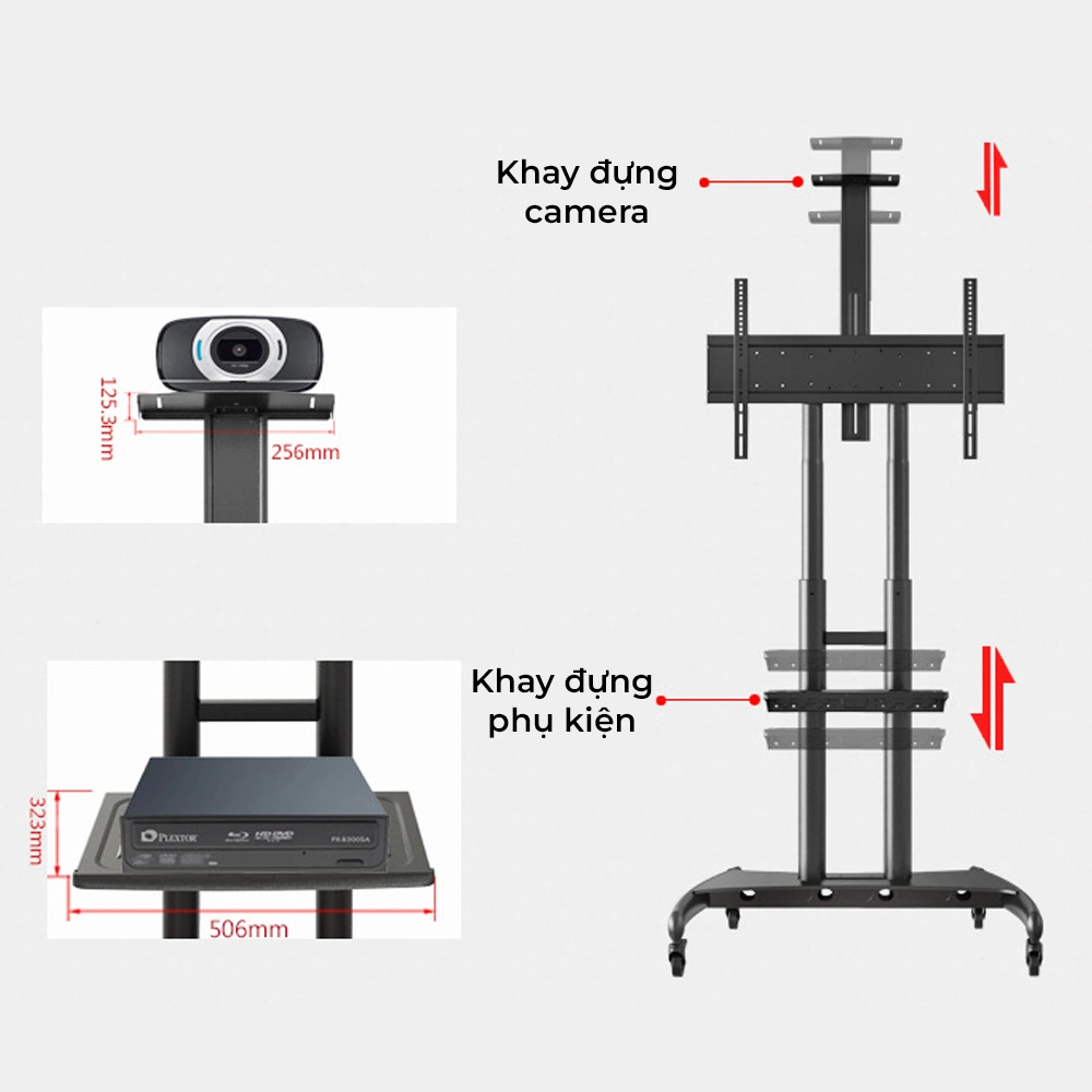 Giá Treo Tivi Di Động Ava1800 40"- 90" Hàng Nhập Khẩu