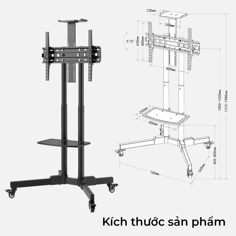Giá Treo Tivi Di Động P1500 32" - 60" Hàng Nhập Khẩu
