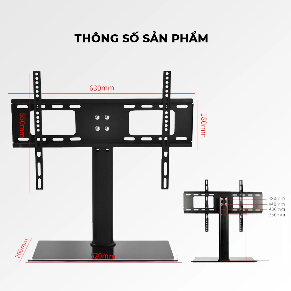 Giá Đỡ Tivi Để Bàn 32" - 55" - Kính cường lực (1 cột)