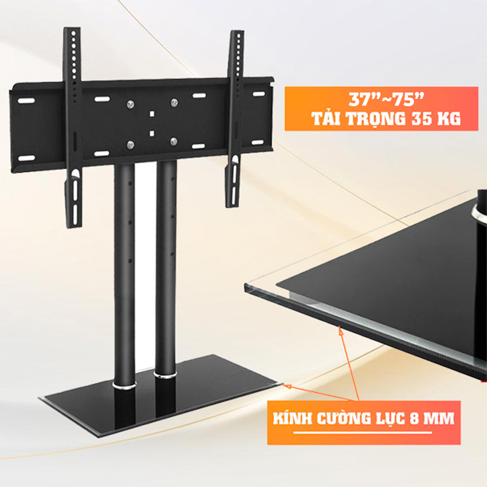 Giá Đỡ Tivi Để Bàn 37" - 75" - Kính cường lực (2 cột)
