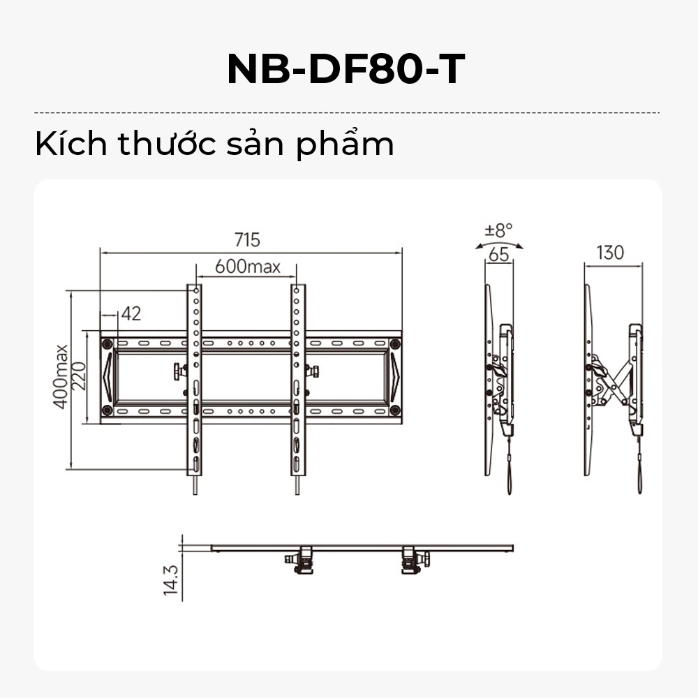 Giá Treo Tivi Nghiêng Gật Gù DF80T 55" - 90" Hàng Nhập Khẩu