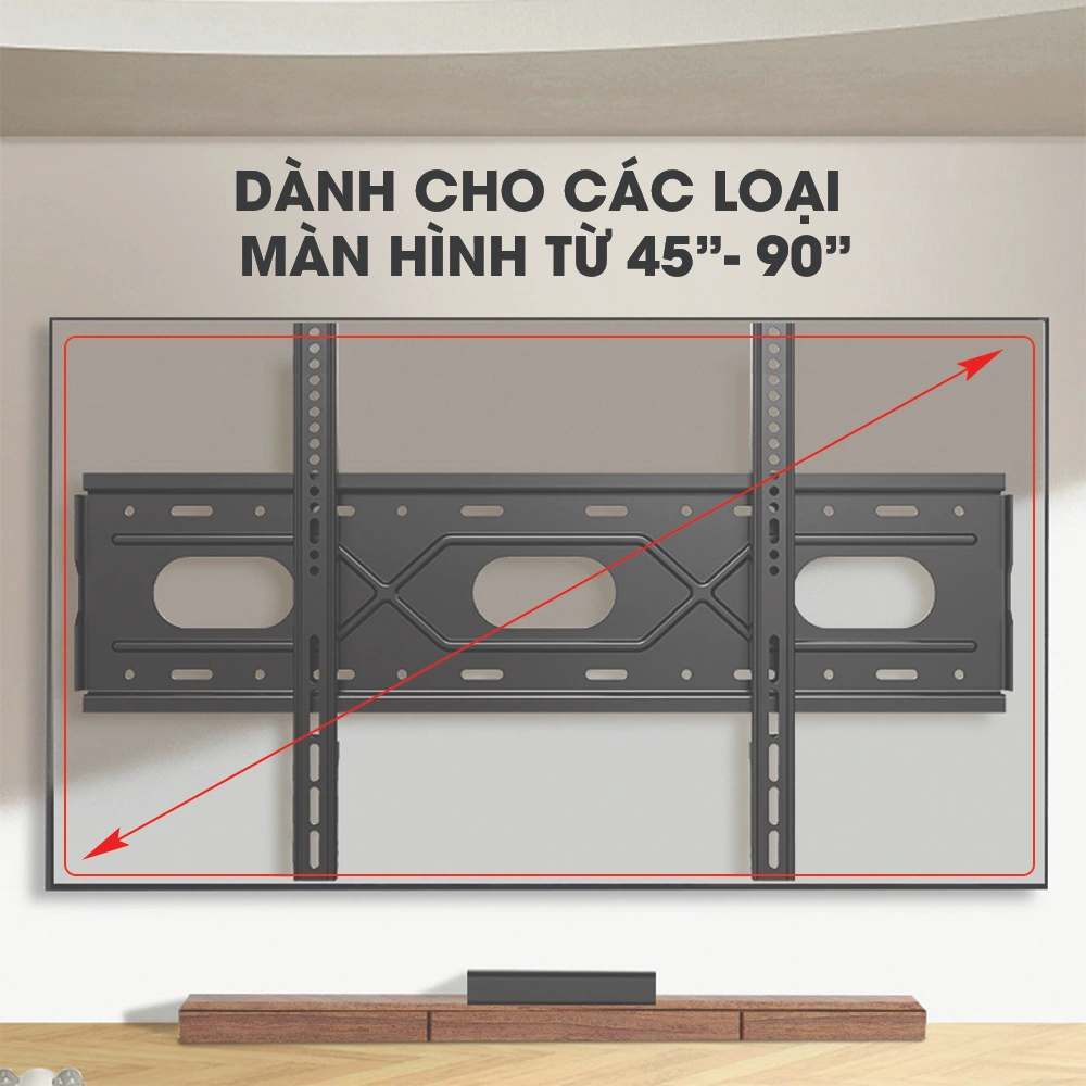 Giá Treo Tivi Thẳng Sát Tường B88 45" - 90"