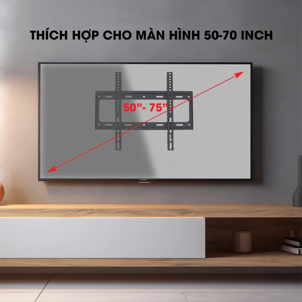 Giá Treo Tivi Phẳng Sát Tường DK75 50" - 75" - Loại thép dày