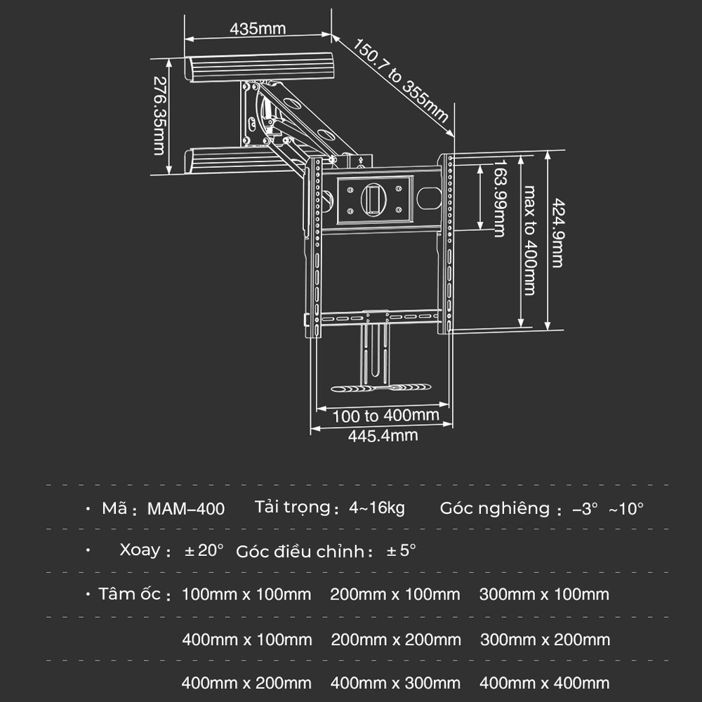Giá Treo Tivi Nâng Lên Hạ Xuống