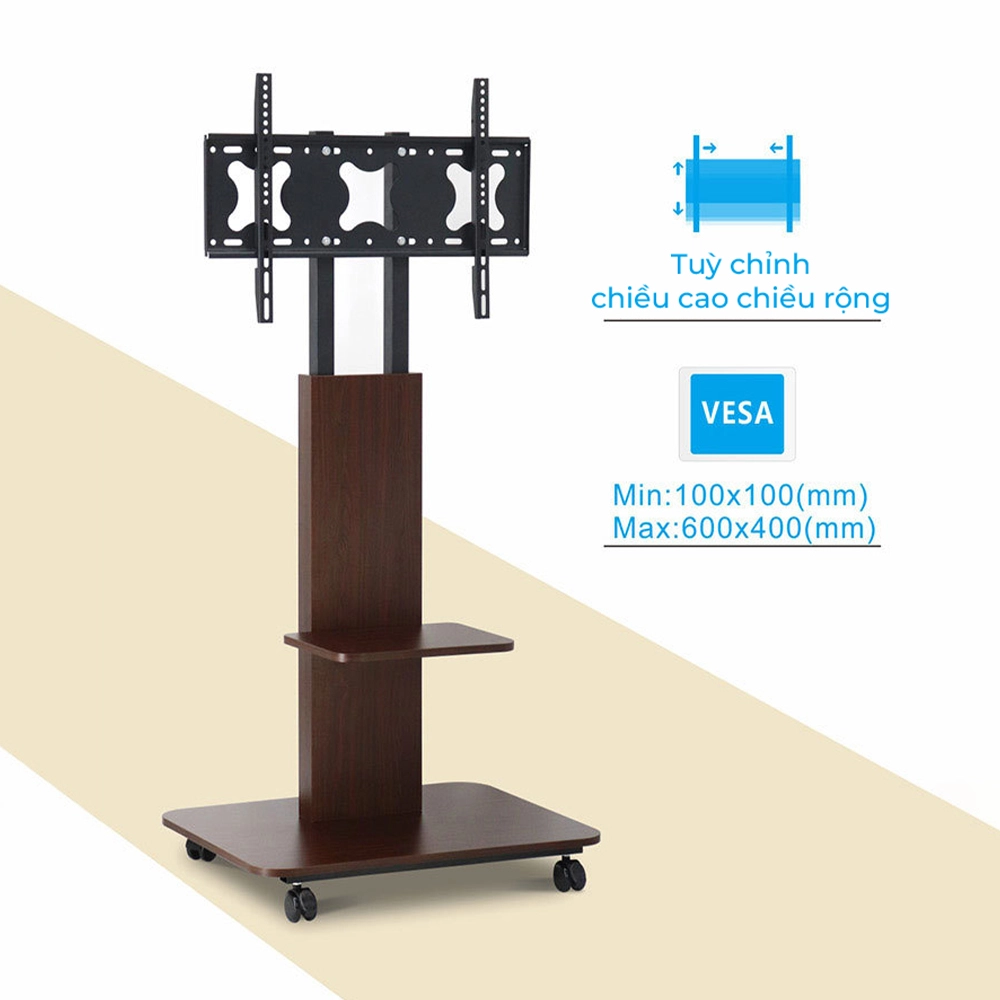 Kệ Treo Tivi Di Động Gỗ Y01  40"-70"