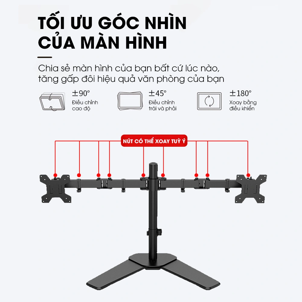 Giá Treo Hai Màn Hình Để Bàn M042 17 – 27 Inch