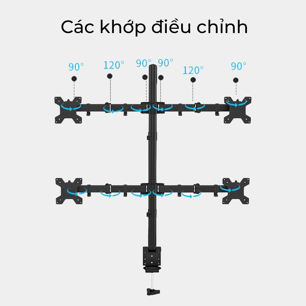 Giá Treo 4 Màn Hình Máy M054 (17" - 27") Hàng Nhập Khẩu