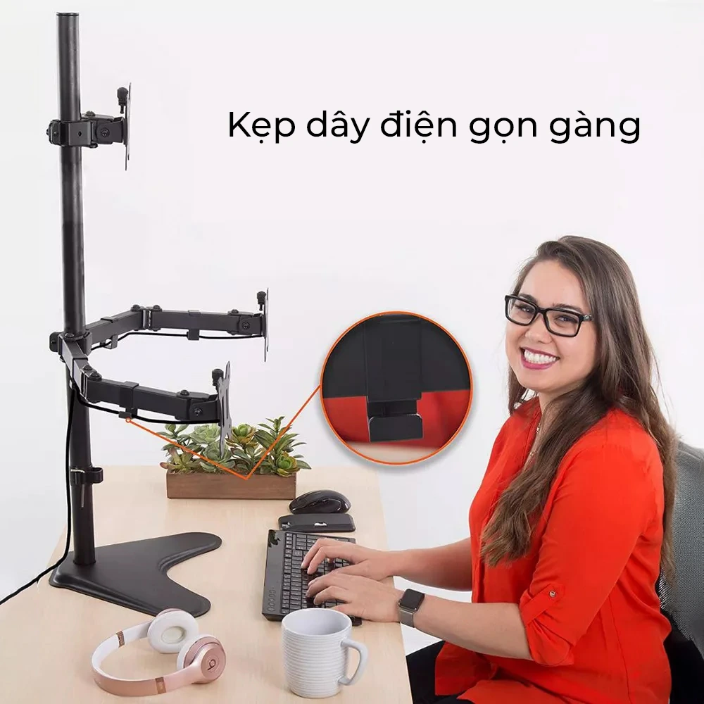 Giá Treo 3 Màn Hình Máy Tính Để Bàn M043 (17" - 27")