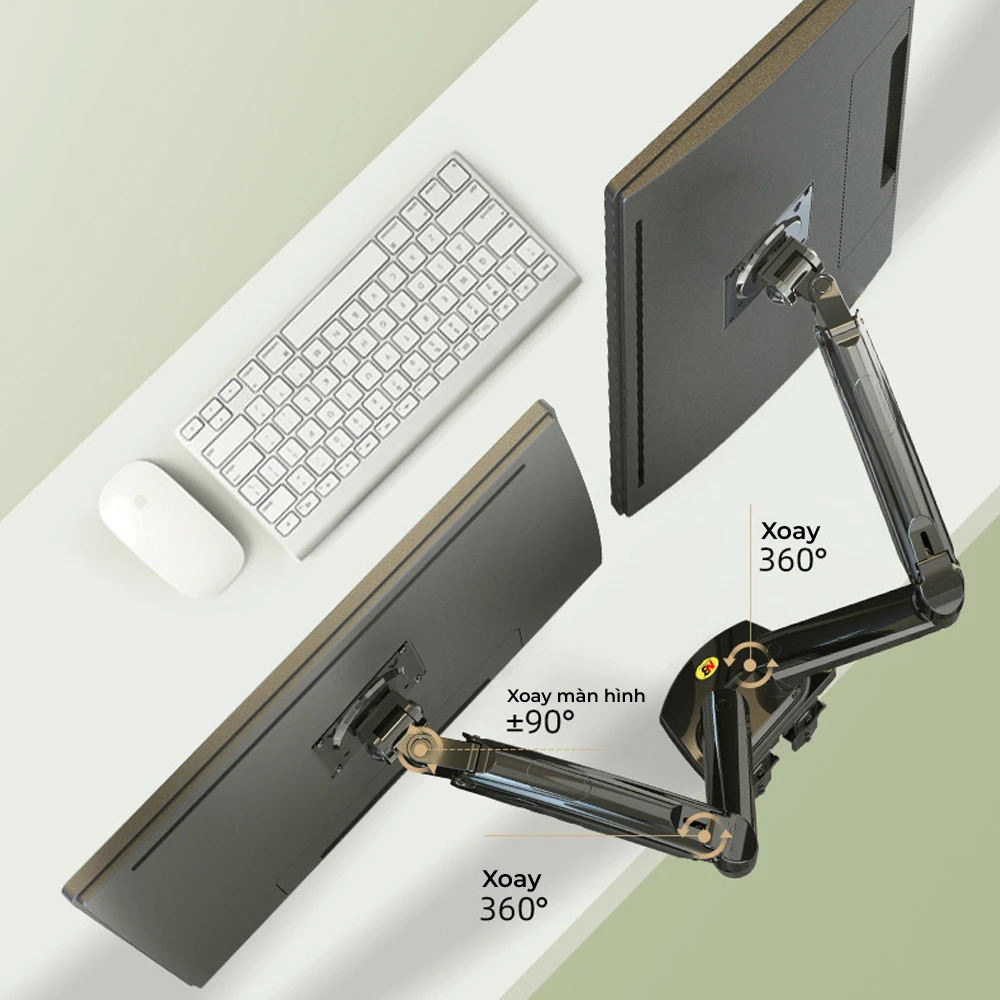 Giá Treo 2 Màn Hình Máy Tính NB F160 (17"- 29") Xoay Đa Năng Tiện Lợi