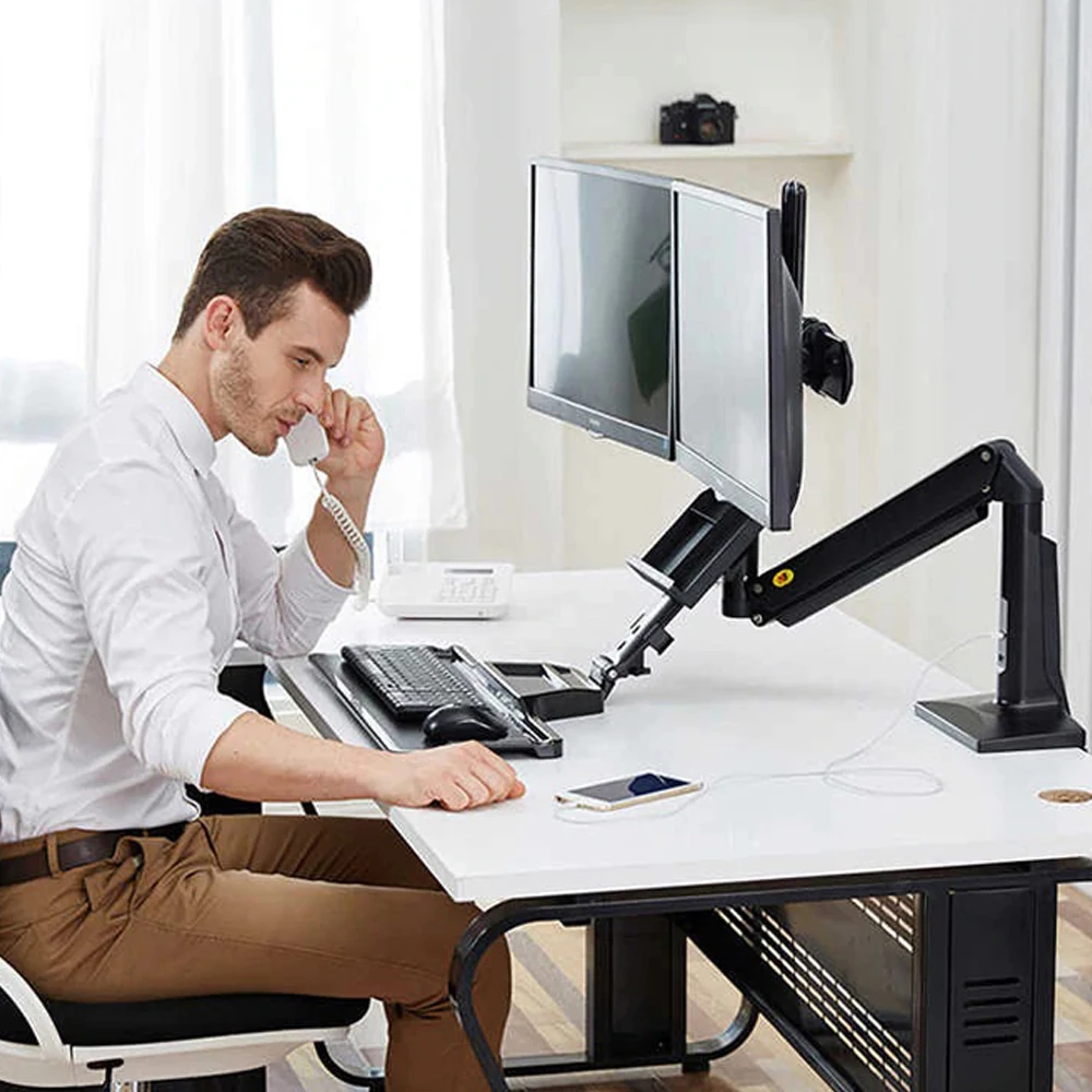 Giá Đỡ Kẹp Bàn 2 Màn Hình Máy Tính NB-FC24 (17"- 24")