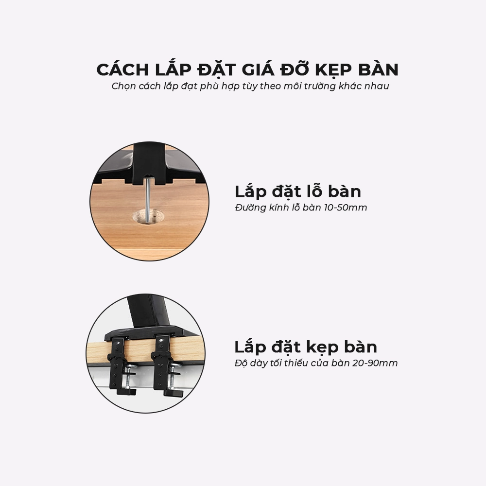 Giá Đỡ Kẹp Bàn 2 Màn Hình Máy Tính NB-FC24 (17"- 24")