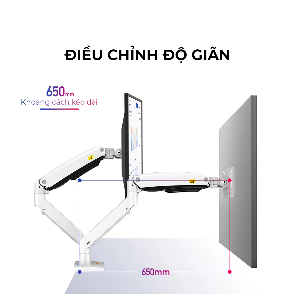 Giá Treo 2 Màn Hình Máy Tính NB F195A (19"- 32") Xoay Mọi Hướng
