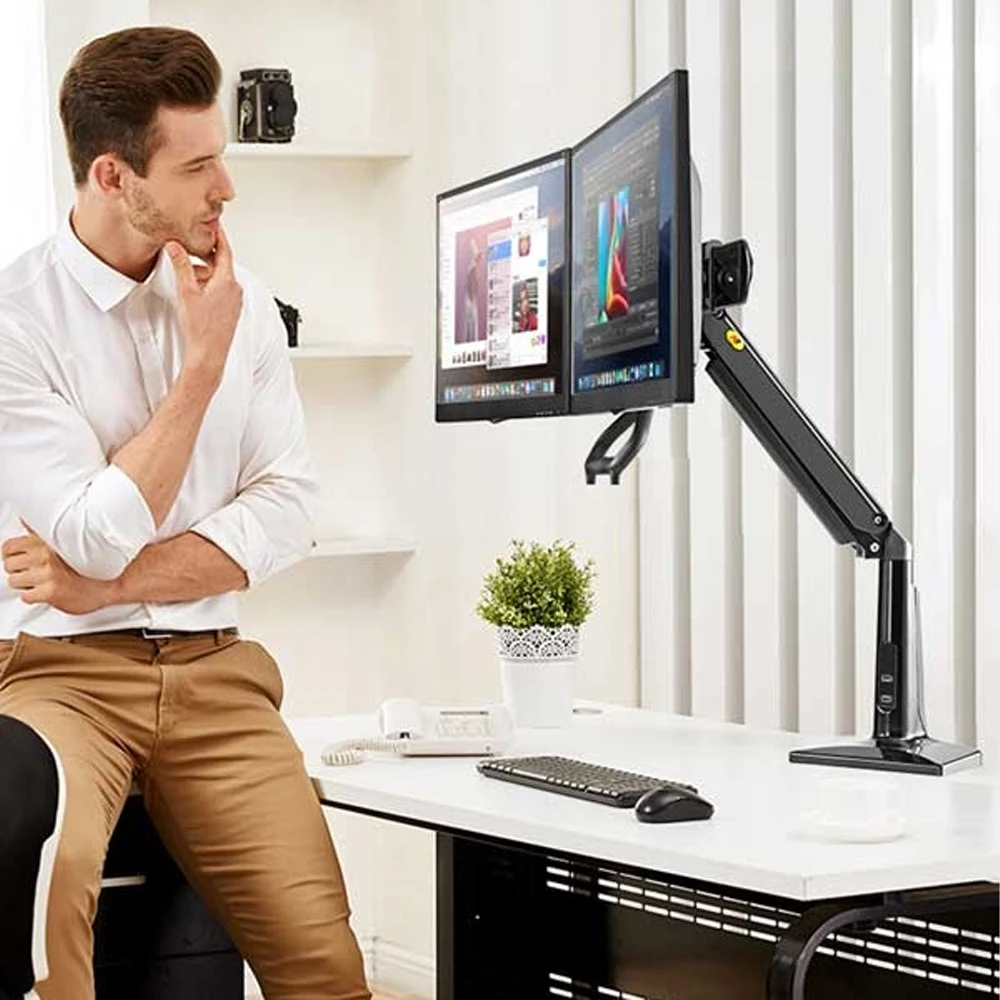 Giá Treo 2 Màn Hình Máy Tính Kẹp Bàn NB-F27 (22" - 27") Chính Hãng