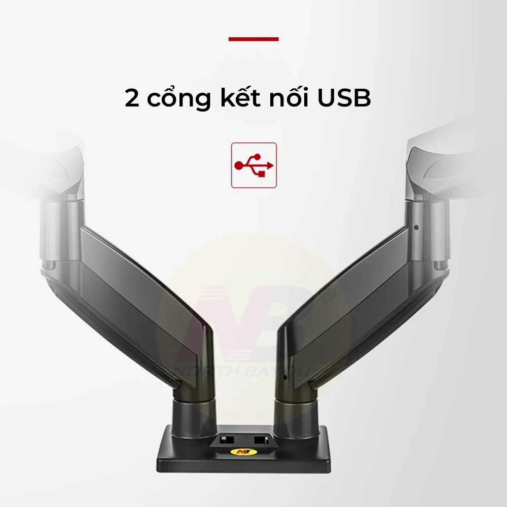 Giá Treo 2 Màn Hình Máy Tính NB-F185A (22"- 27") Hàng Nhập Khẩu