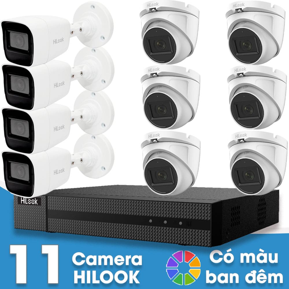 Bộ 11 Mắt Camera HILOOK 2.0mp - Có Màu Ban Đêm