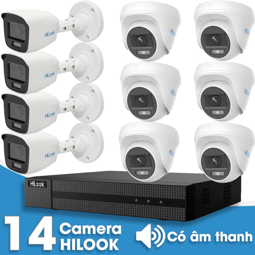 Bộ 14 Mắt Camera HILOOK 2.0mp - Thu Tiếng