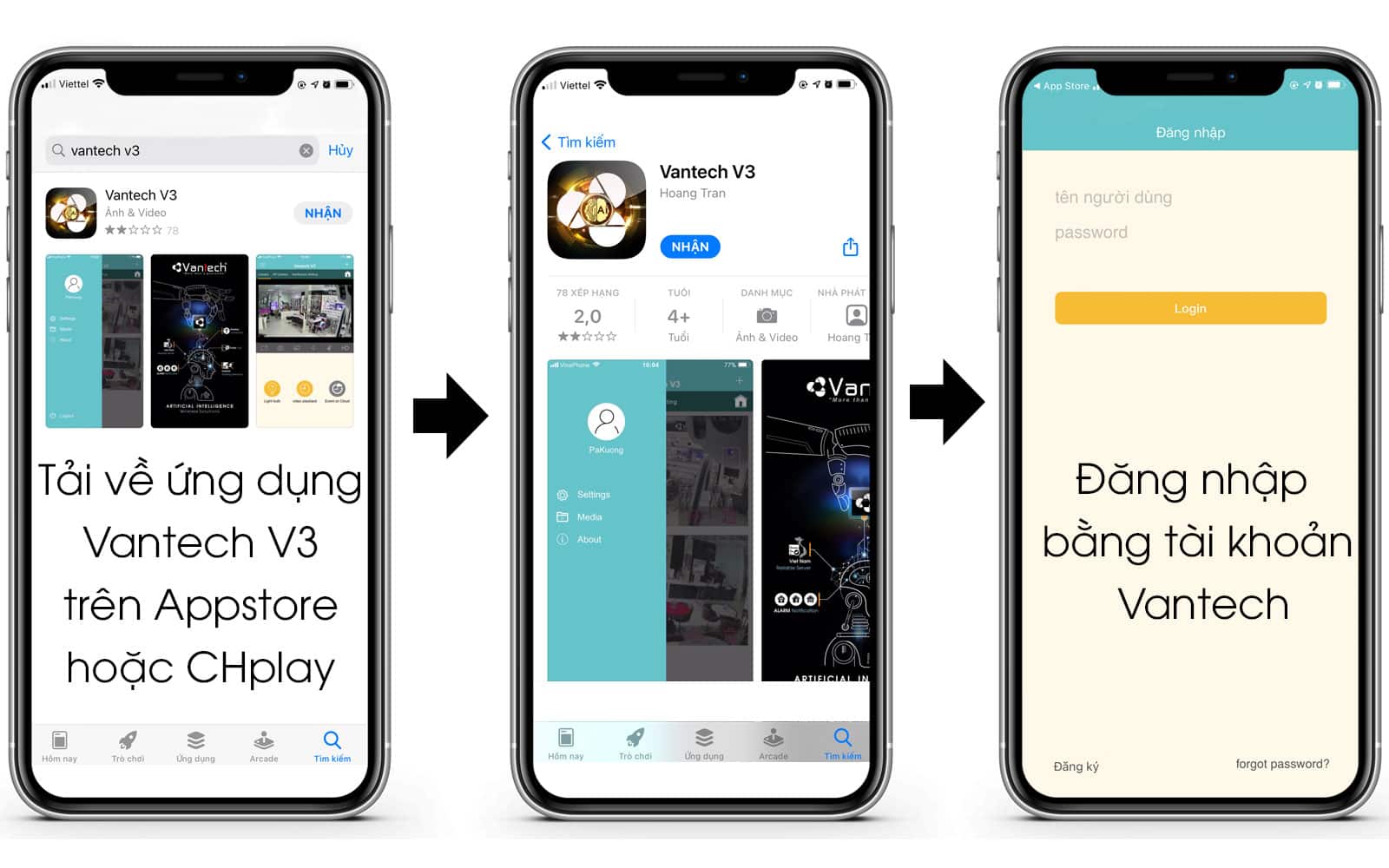 Hướng dẫn cài đặt ứng dụng vantech