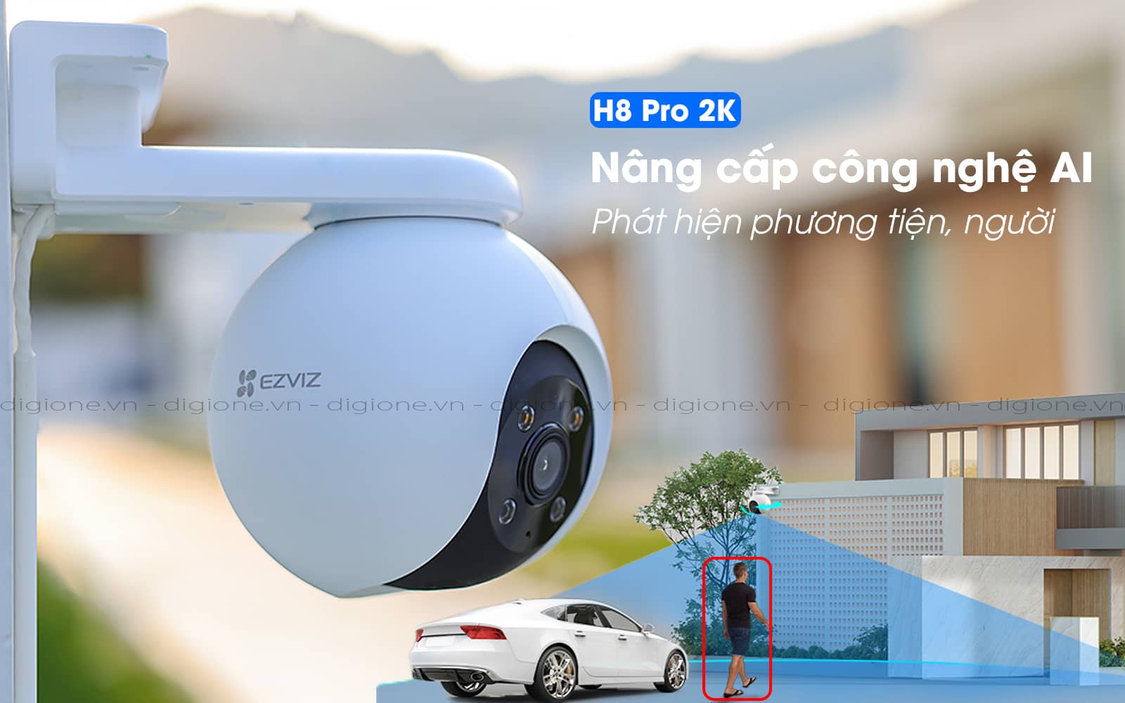 Camera Ezviz H8 Pro 2K - Full Color công nghệ AI