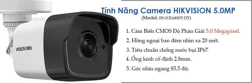 Lắp đặt trọn bộ 5 camera giám sát 5.0MP siêu nét Hikvision