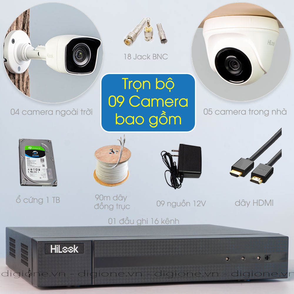Bộ 9 Mắt Camera HILOOK 2.0mp