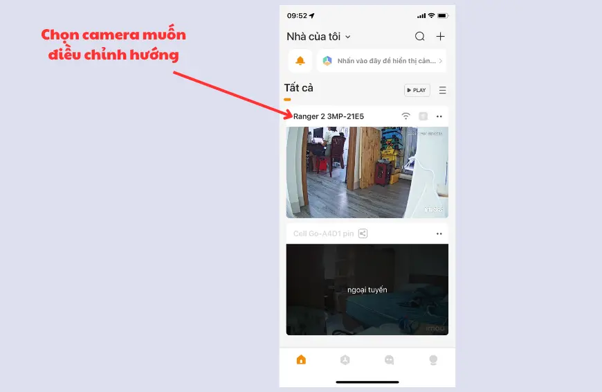 Chọn camera imou cần điều chỉnh hướng