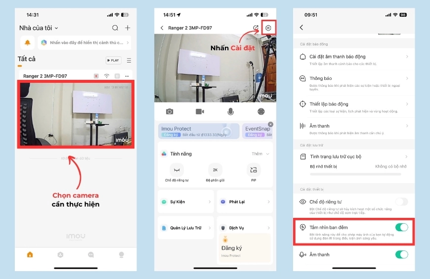 Cách tắt đèn camera Imou