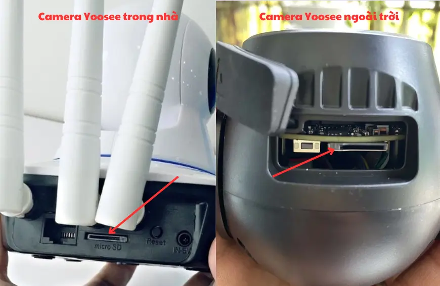 vị trí khe cắm thẻ nhớ camera yoosee