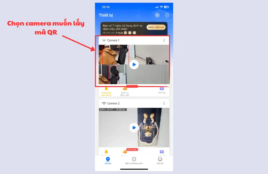 cách lấy mã qr camera yoosee