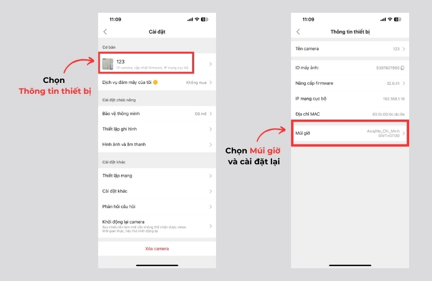 Cách cài đặt múi giờ cho camera Yoosee