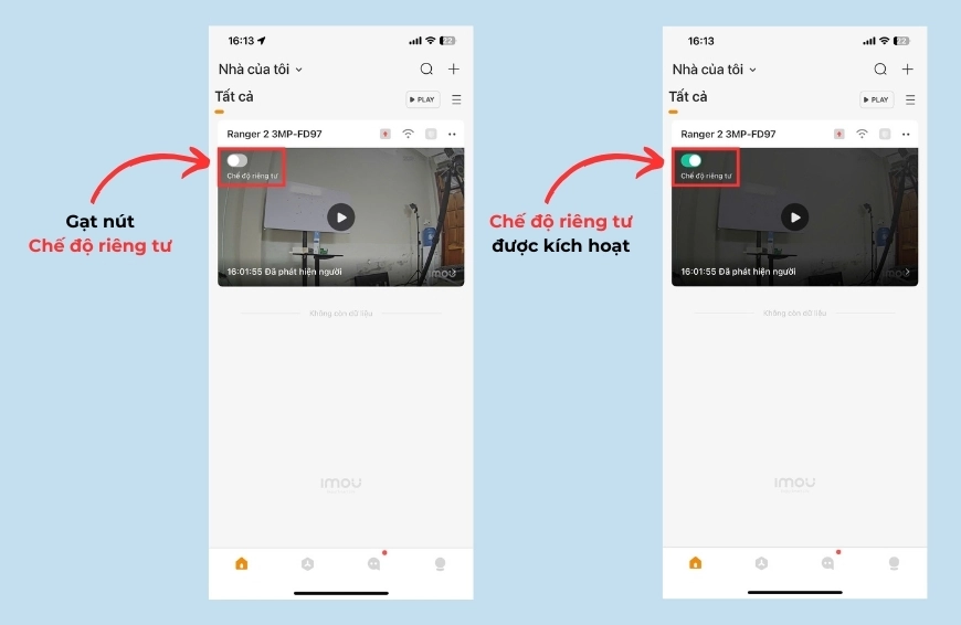 Chế độ riêng tư camera Imou