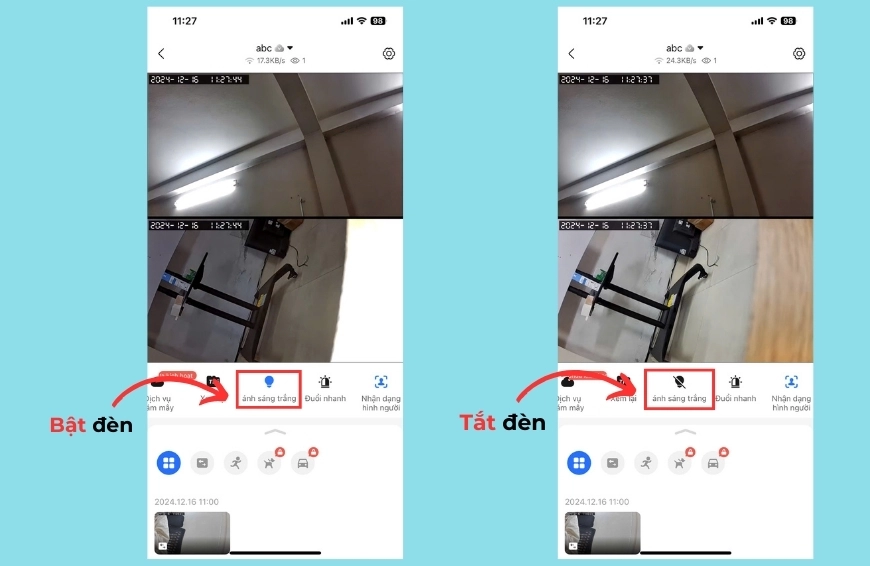 Cách bật và tắt đèn camera Yoosee
