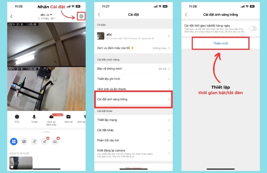Cách bật và tắt đèn camera Yoosee