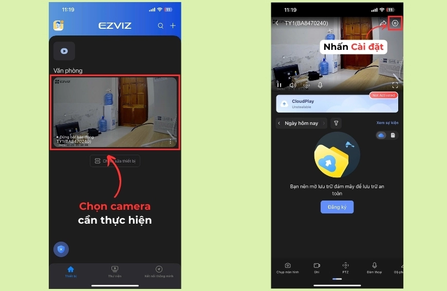 Hướng dẫn bật và tắt chế độ ngủ trên camera Ezivz