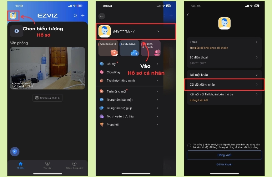 Cách xóa tài khoản Ezviz