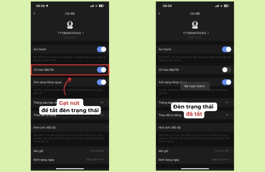 Cách tắt đèn camera Ezviz